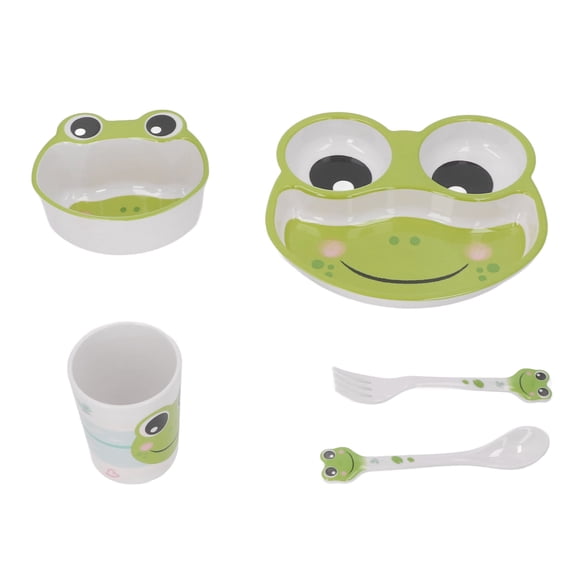 Toddler Dinnerware Set Plate Bowl Mug Set with Fork Spoon Prevent Slip Cartoon Baby Dinner Feeding Set for Babies Toddlers Kids
