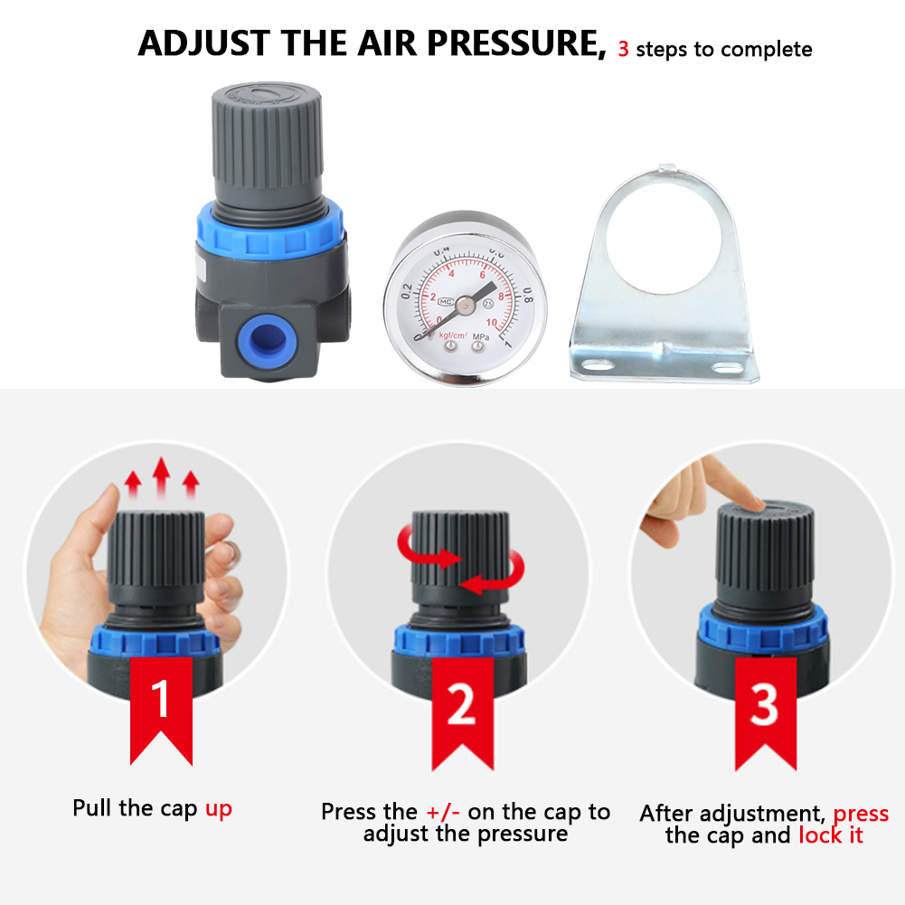 Zaqw Pneumatic Regulator, AR2000 Air Pressure Regulator For Air