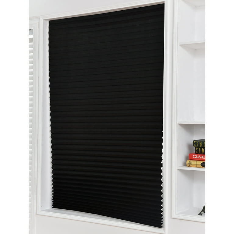 Blackout Pleated Window Shades Window Blind Blackout Light Block Cordless Black 35