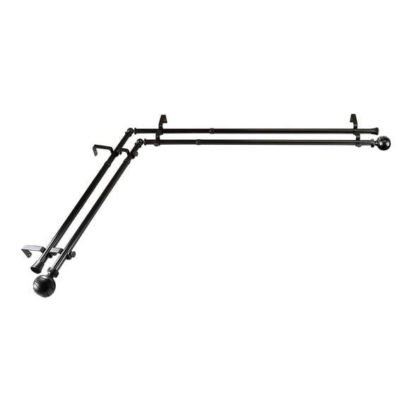 Domovina Phoebe 13/16" Corner Window Double Curtain Rod-Color:Black,Size:28"-48"