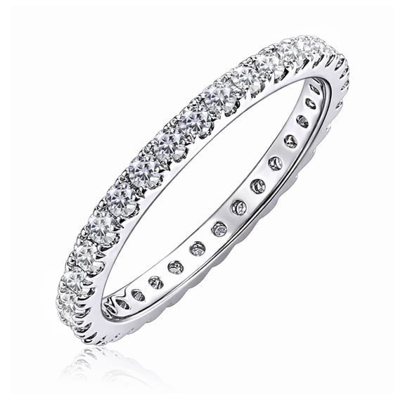 JeenMata Lab Grown Diamond Eternity Ring - Timeless Promise Gift for Women - in 18K White Gold Plating Wedding Rings
