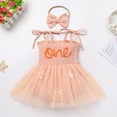 thumbnail image 5 of IBTOM CASTLE Newborn Baby Girl 1st Birthday Outfit Lace Tulle Bodysuit with Floral Headband Cake Smash Photo Props 12-18 Months Peach Pink - Floral, 5 of 8