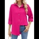 thumbnail image 3 of Camisas de Larga con Botones para Mujer, Blusas de Trabajo de Gran Tamaño con Cuello y Hombros Caídos, Blusa Holgada con Textura Rosa Roja S, 3 of 10