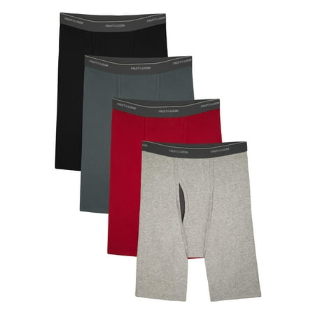Fruit of the Loom Big Men's CoolZone Fly Dual Defense Assorted Long Leg Boxer Briefs, Extended Sizes, 4 Pack