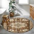 thumbnail image 4 of Round Rugs 3.3 Ft, Brown Boho Non Slip Area Rugs for Kitchen Bedroom Entryway, Retro Western Rustic Ethnic Tribal Patterns Washable Carpet Runner Rug Floor Mats for Bedroom Home Decor, 4 of 9