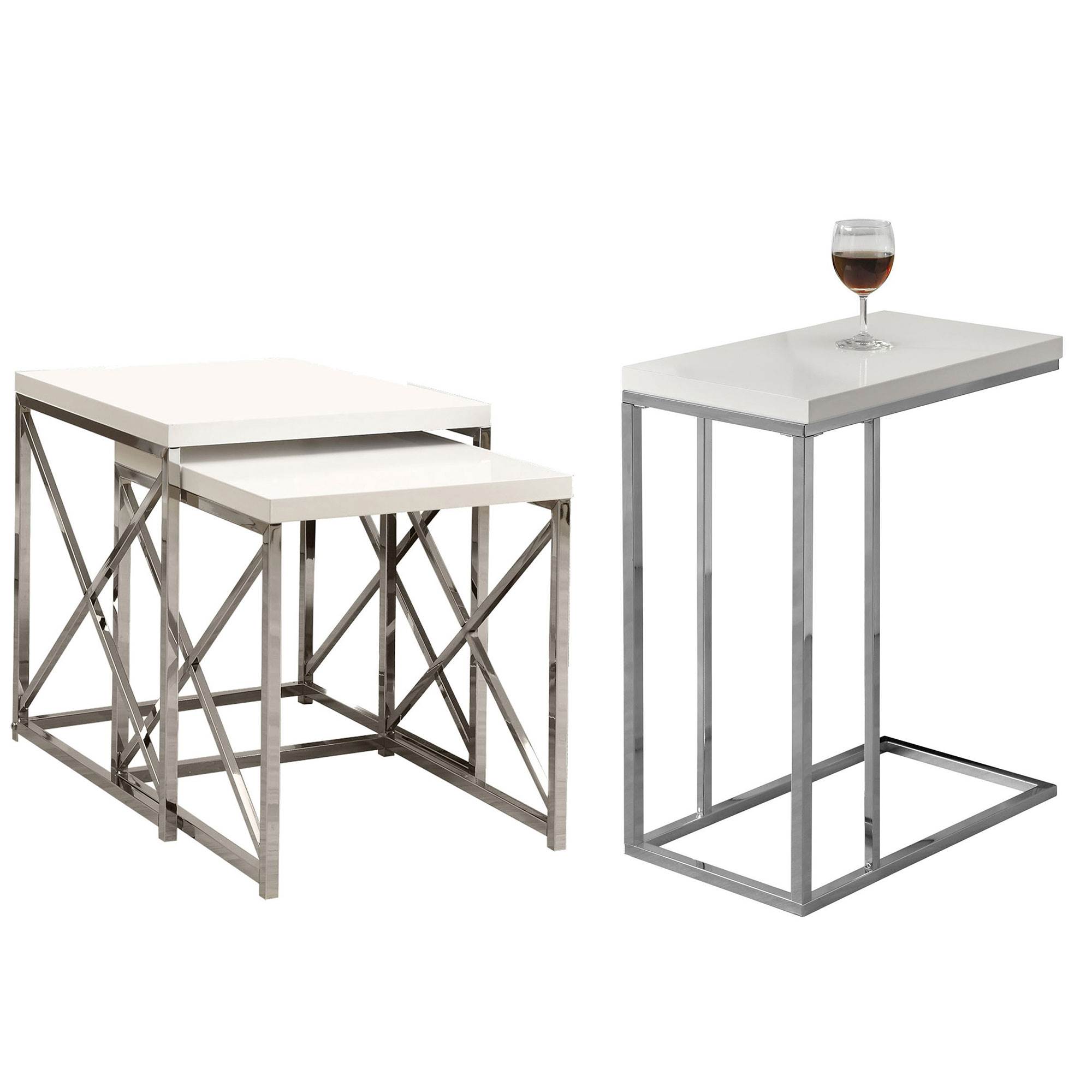 Monarch Specialties Contemporary Accent 3 Piece Nesting End Tables