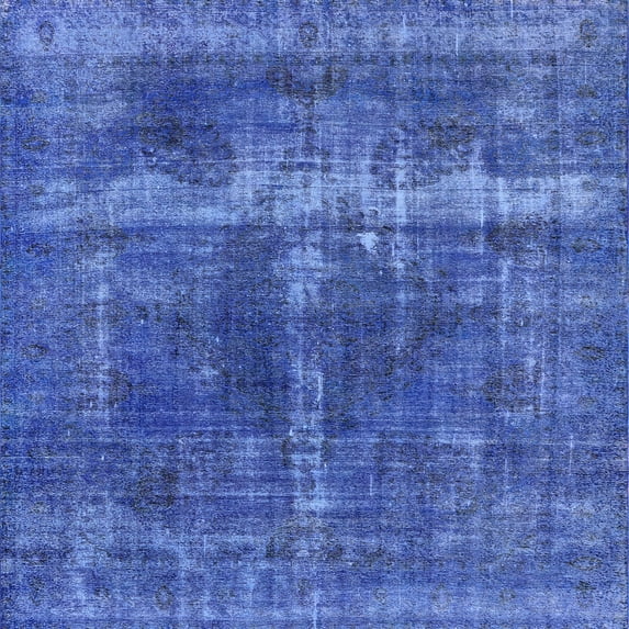 Ahgly Company Machine Washable Indoor Square Industrial Modern Blue Orchid Blue Area Rugs, 3' Square