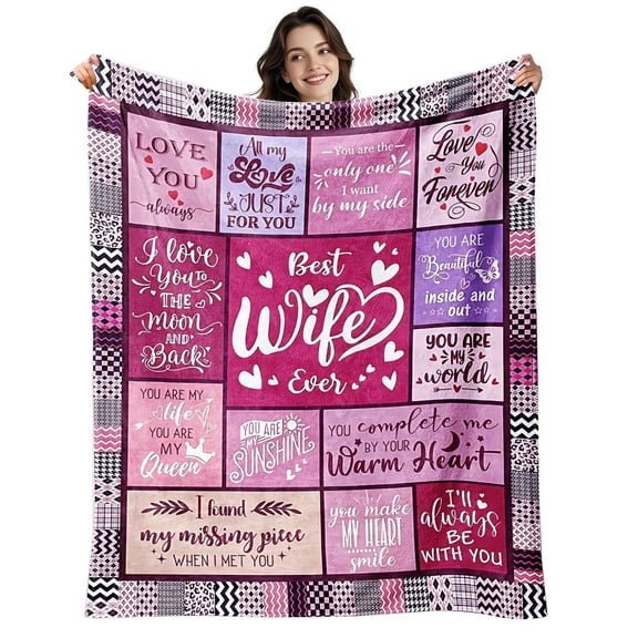 Godance Valentine's Day Gift Blanket for Wife, 50x60 Inch Romantic Anniversary Throw Blanket | Soft Flannel Couples Blanket for Couch & Bedroom | I Love You Present for Her, Girlfriend (M-Pink)