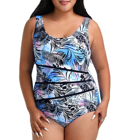 LEEy-world Plus Size Swimsuit Women V Neck One Piece Swimsuit Halter Backless Ruched Tummy Control Bathing Suit Blue,XXL
