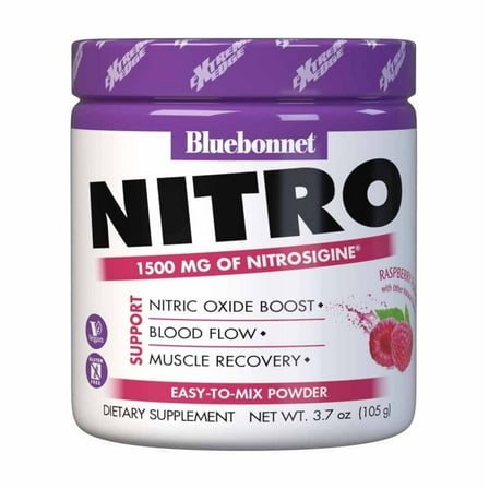 Bluebonnet Extreme Edge Nitro Powder Nitric Oxide Precursor*, Raspberry, 30 Day