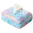 thumbnail image 2 of Exclusivo Mezcla Fuzzy Faux Fur Bed Blanket King Size, Reversible Shaggy Sherpa Fleece Blankets,Fluffy Plush Warm Throws for Couch, Bed, 90X104 Inches, Gradient Aqua, 2 of 8