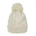 thumbnail image 1 of WITHMOONS Knitted Twisted Cable Bobble Pom Beanie Hat Slouchy AC5474 (White), 1 of 3