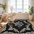 thumbnail image 3 of Design&I 9'x12' Washable Area Rug Snag-Free Serpent Motif Distressed Scroll Border Print Round Vintage Snake Playful for Dining Room, Basement, Large Office, 3 of 7