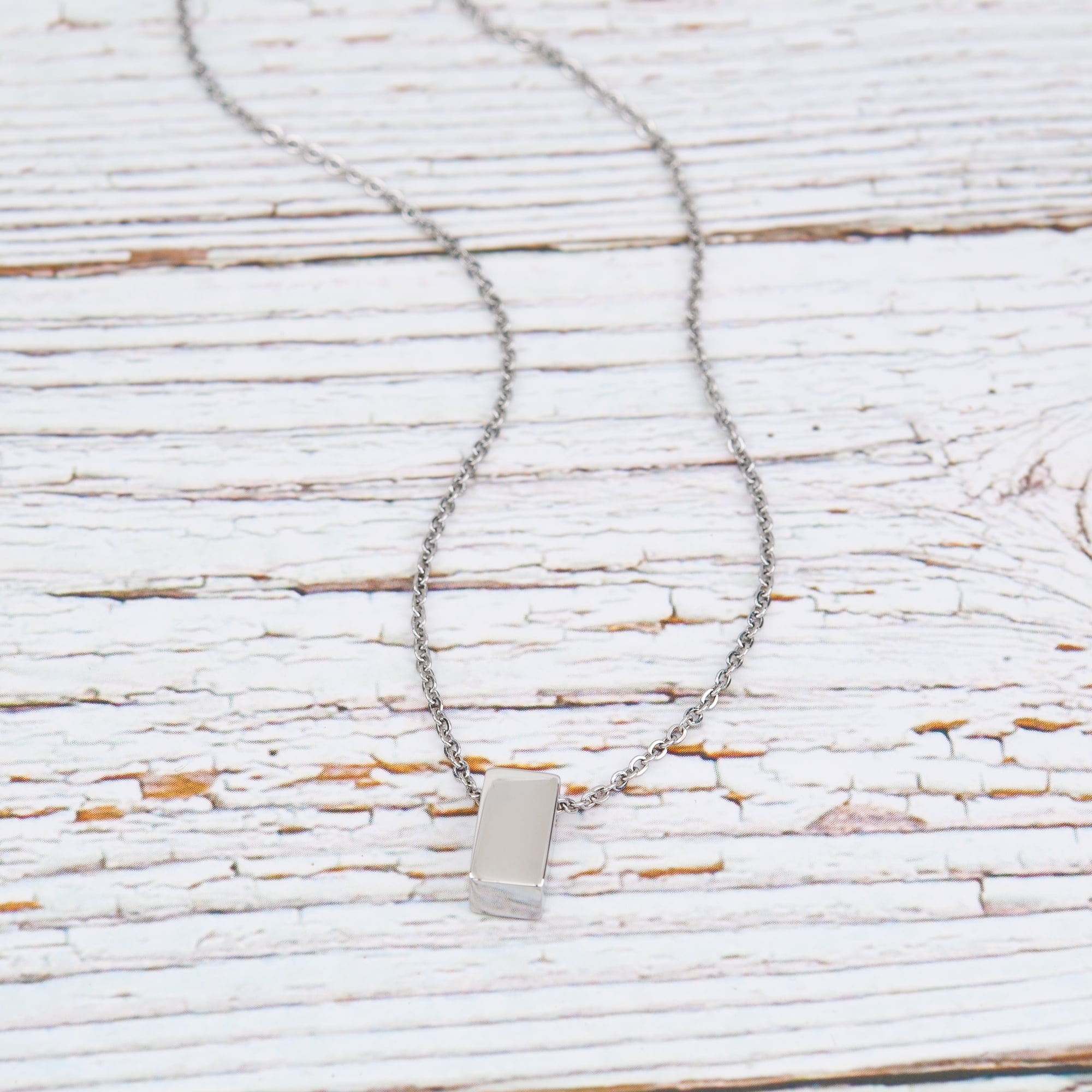 Anavia Best Friend Necklace, Friendship Jewelry, Best Friend Gifts, Gift for Friend, Birthday Gift, Christmas Gift for Her, Cube Pendant Necklace with Wish Card -[Silver Charm]