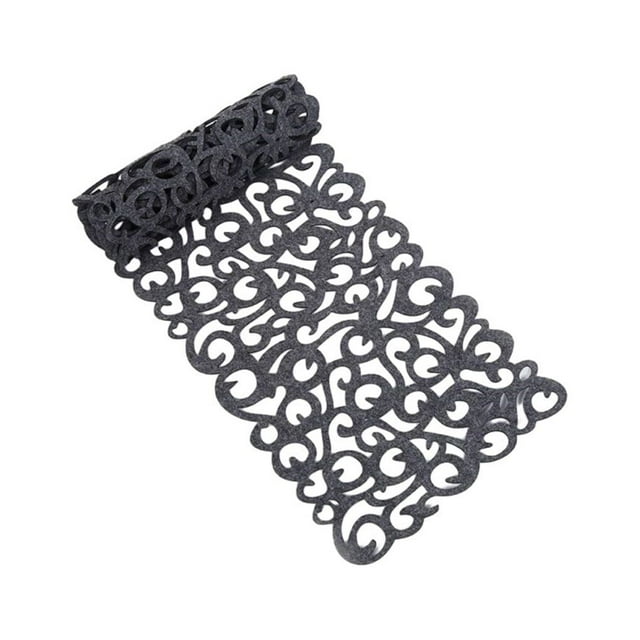 Felt Table Runner Modern Simple Fabric Cloth Felt Portable Style Flower Pattern Replacement Home Restaurant Cafe Desktop Placemat Coaster Mat Dark Grey