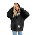 thumbnail image 4 of Trendy Fleece Hoodie for Women with Pocket Fuzzy Casual Warm Oversize Pullover Sweater Top Hooded Sweatshirts Loose (S, Black), 4 of 6