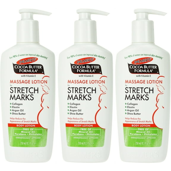 3 Pack Palmer Cocoa Butter Formula Massage Lotion for Stretch Marks, 8.5 oz Pump