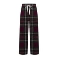 thumbnail image 4 of BUIGTTKLOP Plaid Pajamas Pants for Mens Drawstring High Waisted Lounge Pants Straight Wide Leg Sleep Bottoms, 4 of 5