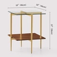 thumbnail image 2 of Rectangle Coffee Table Mid-Century Modern Design L W x H for Living Room - Structure Amber Glass Top and Walnut MDF Shelf Sleek Conical Metal Legs with Gold Finish, 2 of 8