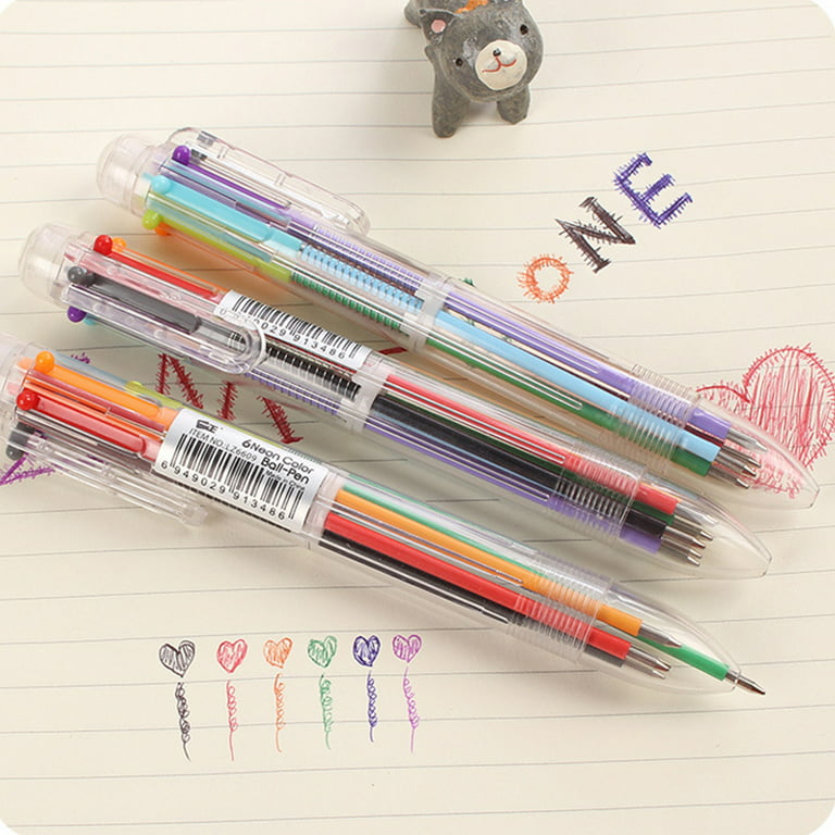 Novelty Multicolor Ballpoint Pen Multifunction 6 In1 Colorful