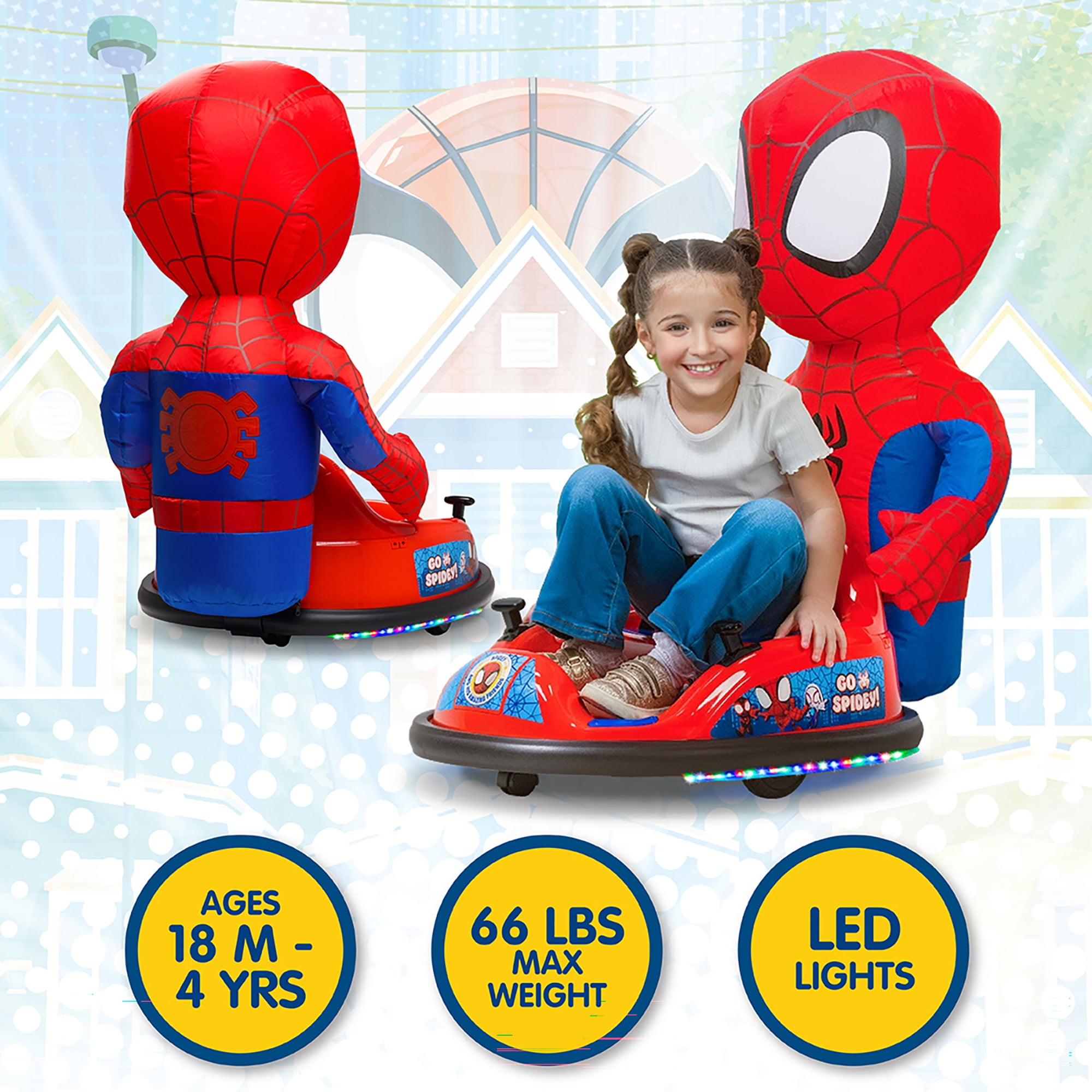 Marvel Spider-Man Spidey ImaginAir 6V Powered Ride-On Bumper Car with Inflatable Character
