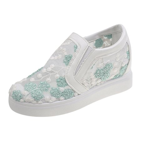 

CHOII Clearance Inner Raised Small White Shoes With One Foot Hollowed Out Embroidered Breathable Women s Shoes Mesh Shoes Comfortable Lazy Single Shoes for Ladies Girls Green/7.5