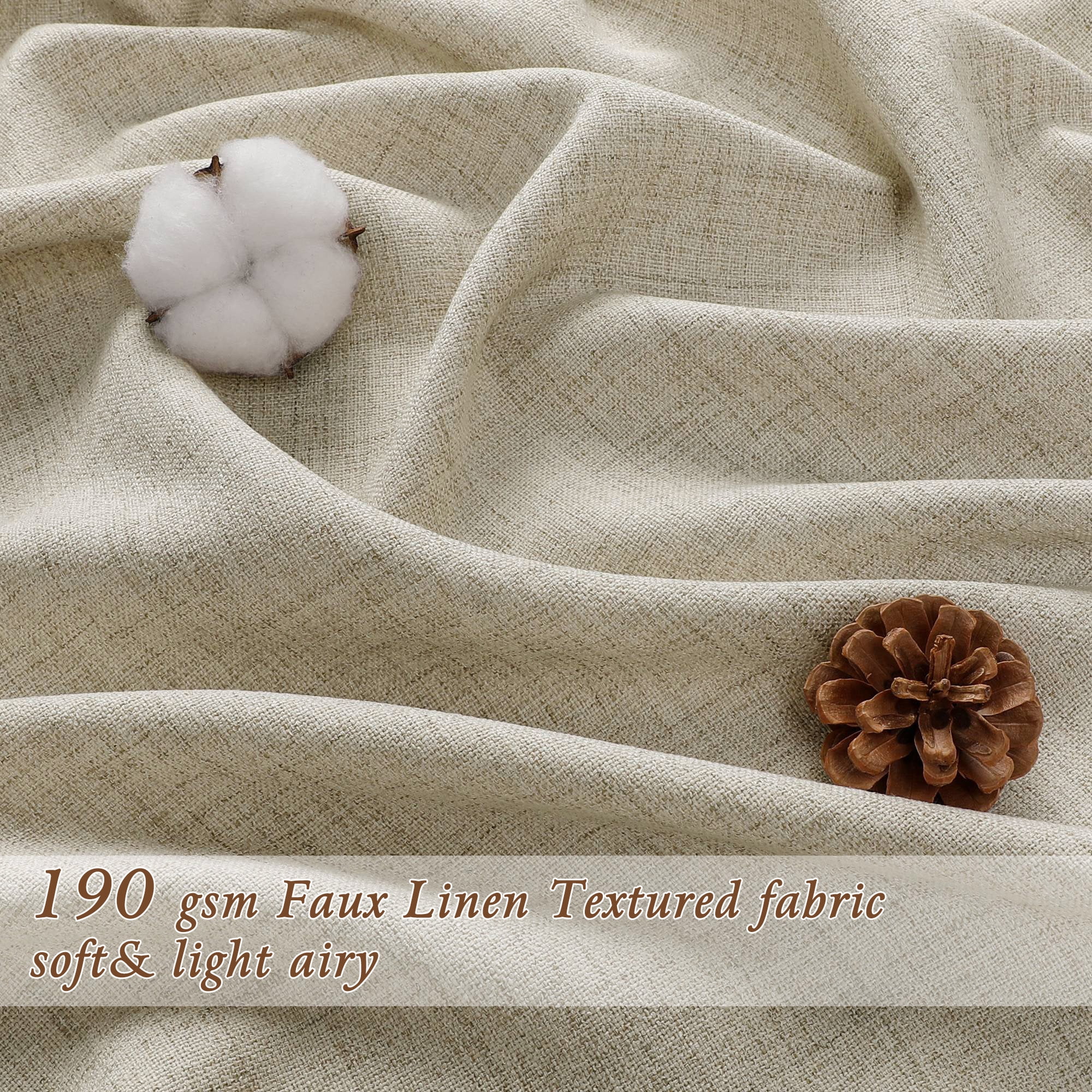 OVZME Judy Linen Curtains 84 Inch Length 2 Panels Set, Light Filtering Textured Farmhouse Window Curtain Drapes, Rod Pocket Style for Bedroom Living Room, Each 52Wx84L Inches, Linen