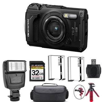 Olympus OM SYSTEM Tough TG-7 Digital Camera (Black) + Extra