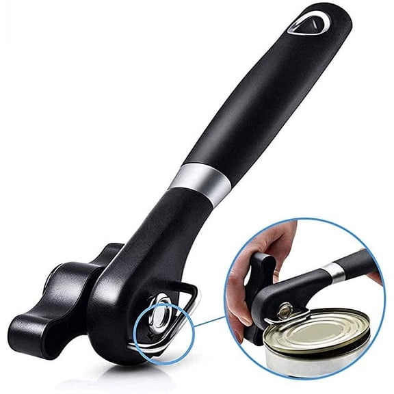 Can Opener Smooth Edge Manual, Can Opener Handheld, No Sharp Edges, Easy Turn Knob & Comfortable Non-slip Handle, Safe Side Cut Can Opener for Seniors