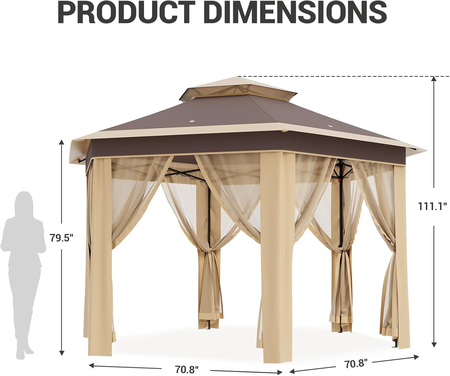 13'x13' Pop Up Gazebo, Hexagonal Outdoor Canopy Tent, [Sturdy Metal Frame] Instant Pop Up Tent with Mesh Netting, Waterproof & UV-Resistant Outdoor Gazebo for Backyard, Patio, Deck, Lawn Party