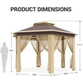 thumbnail image 3 of Garvee 79.5" Foldable Gazebo Tent, Pop Up Canopy Tent with Mosquito Netting, Double-Layer, Khaki & beige, 3 of 11