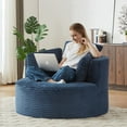 thumbnail image 5 of FFH Round Accent Chair, 48.8" Oversized Living Room Chair, Corduroy Chaise Lounge Chair Indoor, Barrel Chairs for Adults, Blue, 5 of 7