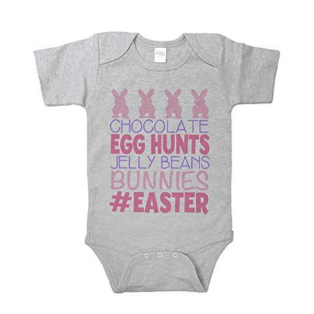 

7 ate 9 Apparel Baby Girls #Easter Happy Easter Onepiece Grey