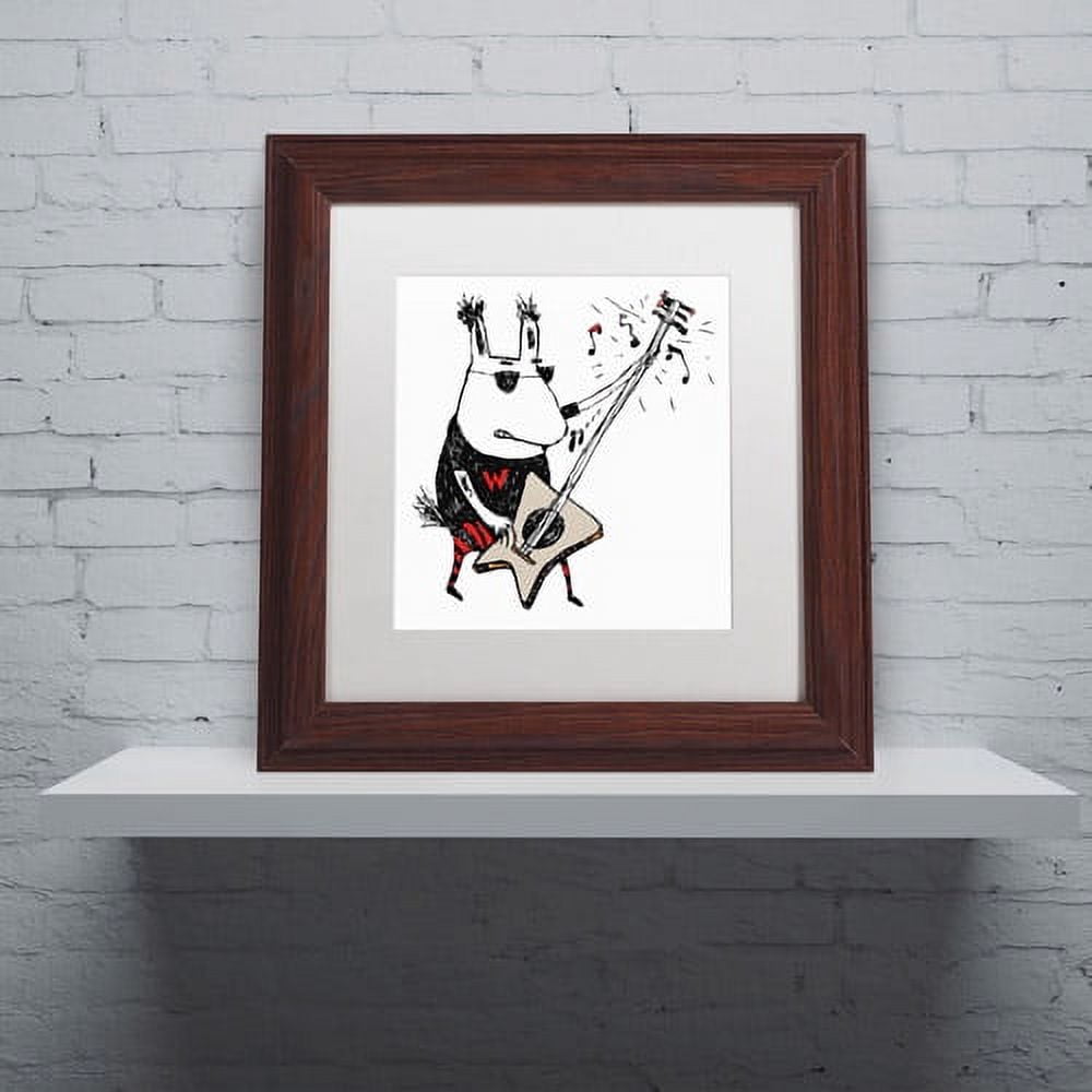 Trademark Fine Art "Wild Guitar Wolf" Canvas Art by Carla Martell, White Matte, Wood Frame