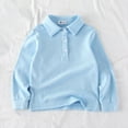 thumbnail image 2 of NOLDARES Toddler Boys' School Uniform Long Sleeve Polo Shirt, Button Closure, Comfortable, Breathable Fabric(Sky Blue,18-24 Months), 2 of 6