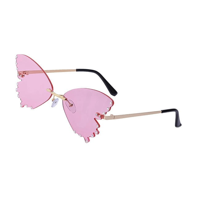Gafas de sol Yinane Gafas de terre Mujeres Sin montura Rhinestones Rosa