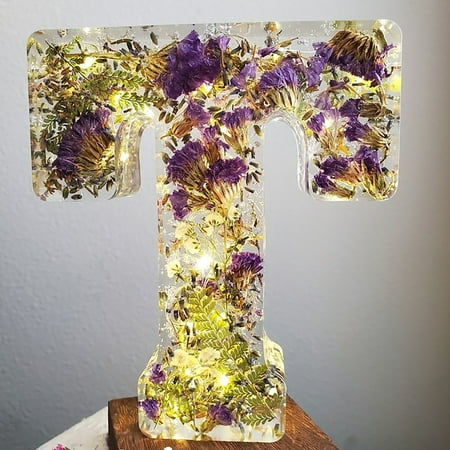 

PKJHGA Dried Flower Letters Night Light Floral Resin Night Light Pressed Flower Resin Letters with Led Light for Mother Wife Birthday Gift for Her Mother S Day Gifts