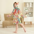 thumbnail image 4 of FORMRS Niños Bathrobe Unisex Hooded Robe Soft Plush Pajamas Sleepwear, Size 2-3T, White Striped Lemon, 4 of 7