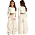thumbnail image 3 of Shadoumai Girls Loose Casual Sweatpants Curved Leg Design Loose Breathable Jogger Pants Relaxed Fit Sport Pants For Girls Daily Wear,Girls Uniform Pants 6-7 Years, 3 of 6