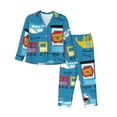 thumbnail image 1 of Balery Transportations With Cute Animals Conjunto de Pijama con Estampado para Mujer, Conjunto de Dos Piezas con Manga Larga, Ropa de Dormir Suave con Bolsillos, Pijamas Cómodos-Large, 1 of 7