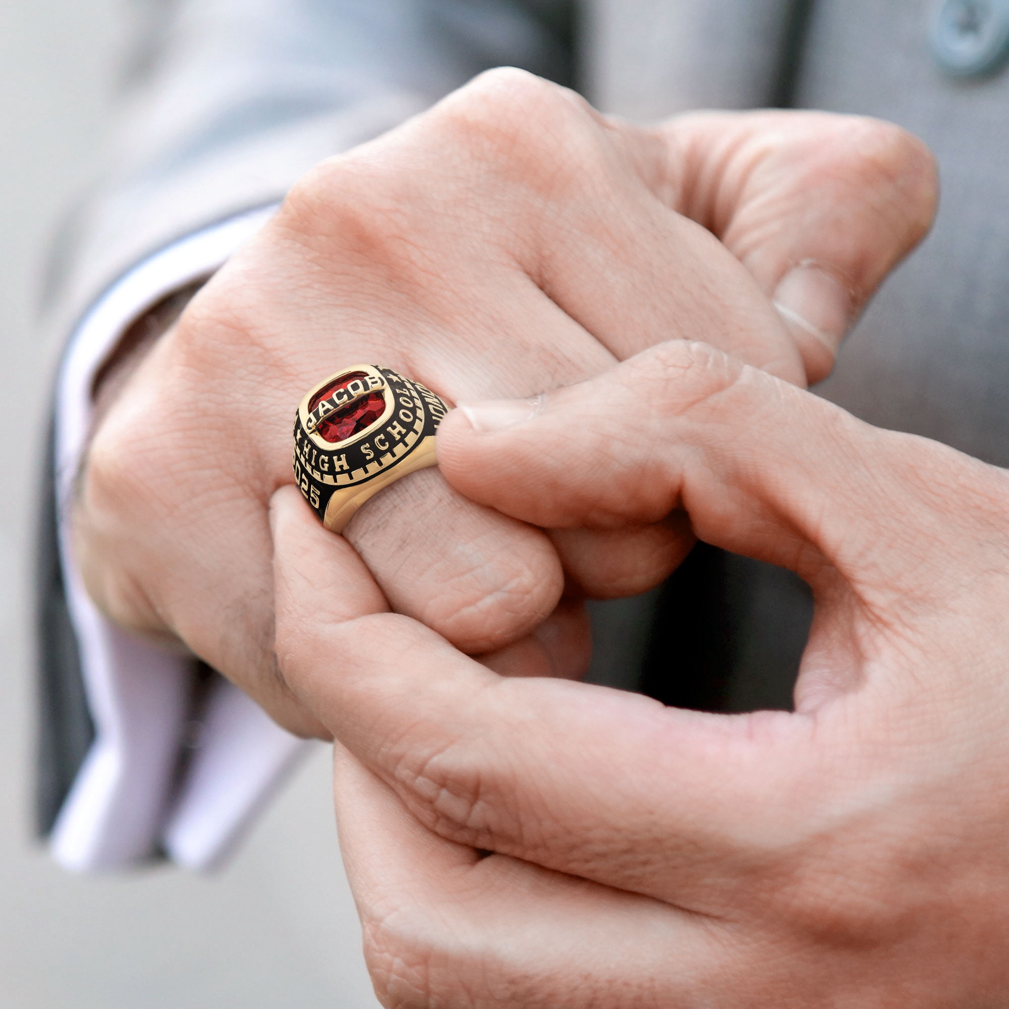 Order Now for 2025 Graduation, Freestyle Men's 14K Gold Plated Personalized-Top Classic Class Ring, Personalized, High School or College