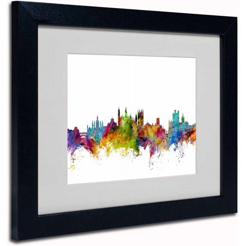 Trademark Fine Art "Cambridge England Skyline" Canvas Art by Michael Tompsett, Black Frame