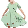 thumbnail image 6 of MKOSPLRT 4-14 Years Kids Skater Twirl Dresses Girls Short Sleeve Casual Floral Dress Cute Summer Beach A Line Dresses Kids Clothes, 6 of 8