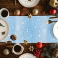 thumbnail image 2 of Blue Christmas Snowman Cotton Linen Table Runner for Dining Kitchen, Xmas Tree Birds Wedding Outdoor Party Tablerunners Decoration, Dresser Scarf Coffee Tablecloth Runners 13x120 Inches, 2 of 9