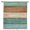 thumbnail image 2 of Farmhouse Teal Brown Semi Sheer Curtains Drapes for Living Room, Bedroom, French Doors Window 84 Inches Long, Vintage Retro Wooden Rod Pocket Chiffon Curtain Drapery Voile Draperies Panel, 2 of 6