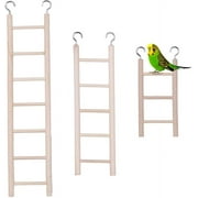 Walbest Wooden Bird Ladder for Cage, Bird Parrot Step Ladders Toys, Cage Hanging Pet Cage Ladders Climbing Ladder for Parakeets, Parrots, Cockatoo, Lovebirds, 7 Steps (12.6inch)