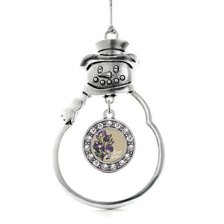 - Goddaughter Iris Flower Circle Snowman Holiday Ornament