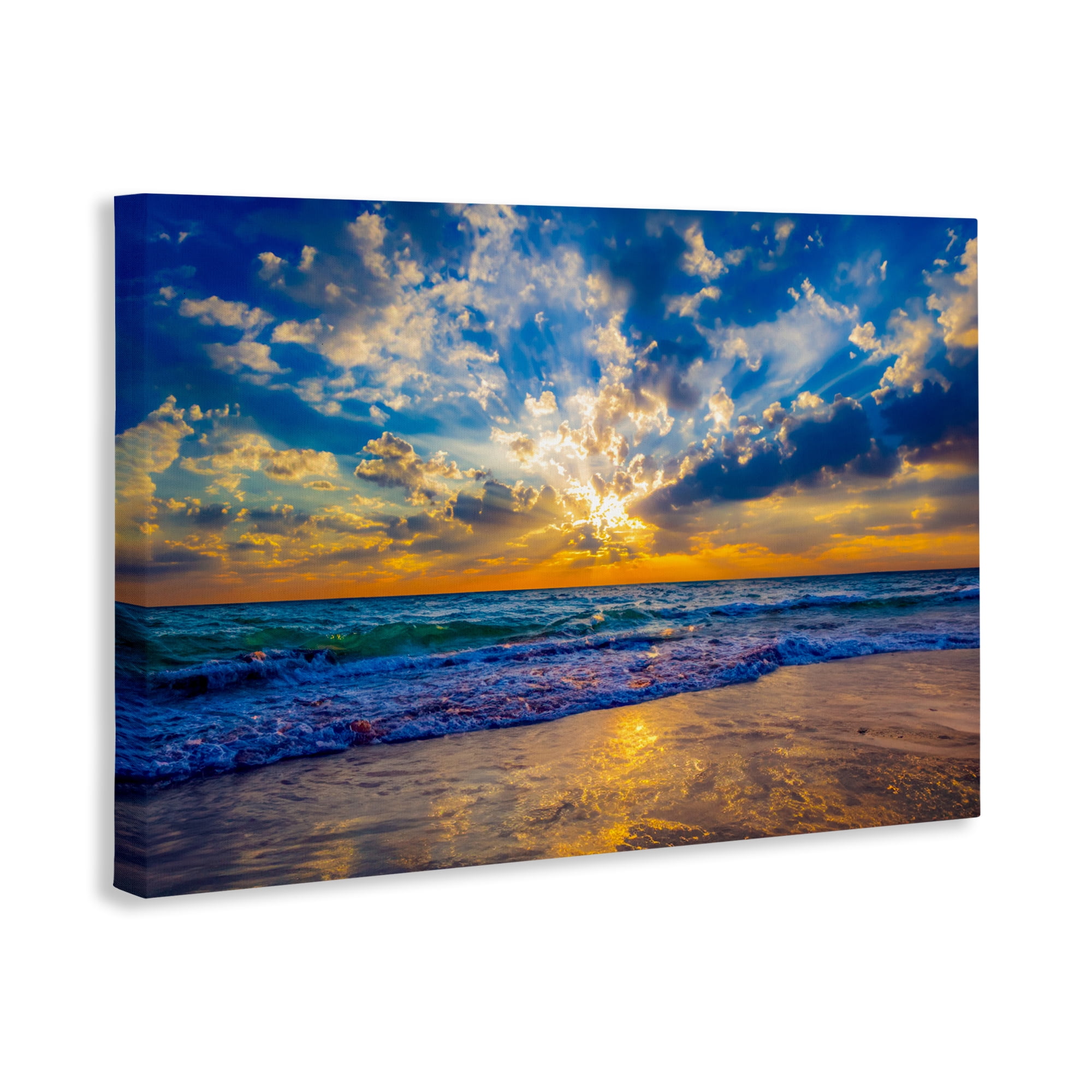 Stupell Industries Golden Blue Sun Ray On Beach Canvas Wall Art, design by Eszra Tanner