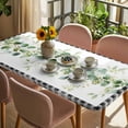 thumbnail image 3 of Green Eucalyptus Leaves Table Cloths for 3 Foot Rectangle Tables, Modern Art Farmhouse Plaid Patio Waterproof Elastic Fitted Tablecloths, Washable Rectangular Table Cover for Camping, 3 of 8