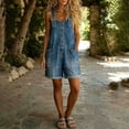 thumbnail image 5 of SAWOBUUN Women Denim Overalls Shorts Loose Fit Jean Romper Sleeveless Adjustable Straps Casual Dungarees, 5 of 7